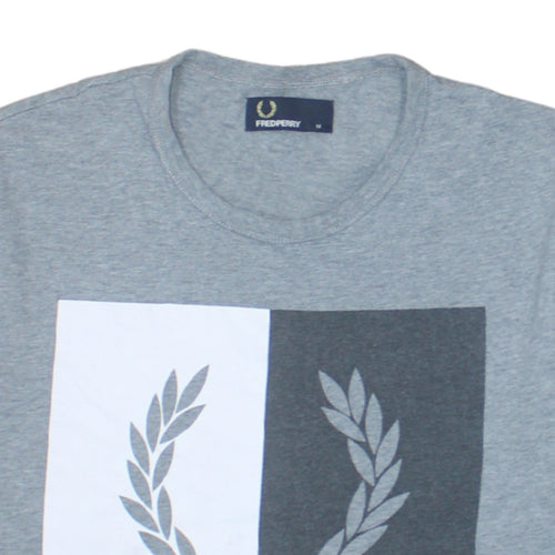 Fred Perry Men's Grey Graphic Logo T-Shirt Size M