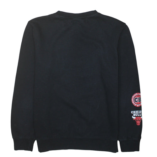 NBA Mens Black Chicago Bulls Pullover Sweatshirt Size L