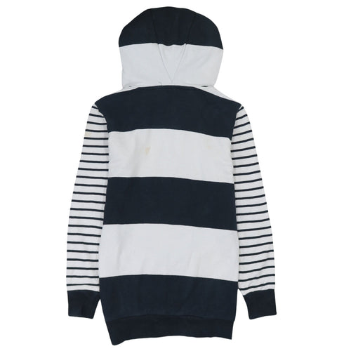 Adidas Womens Navy White Striped Pullover Hoodie UK 6 Cotton Blend