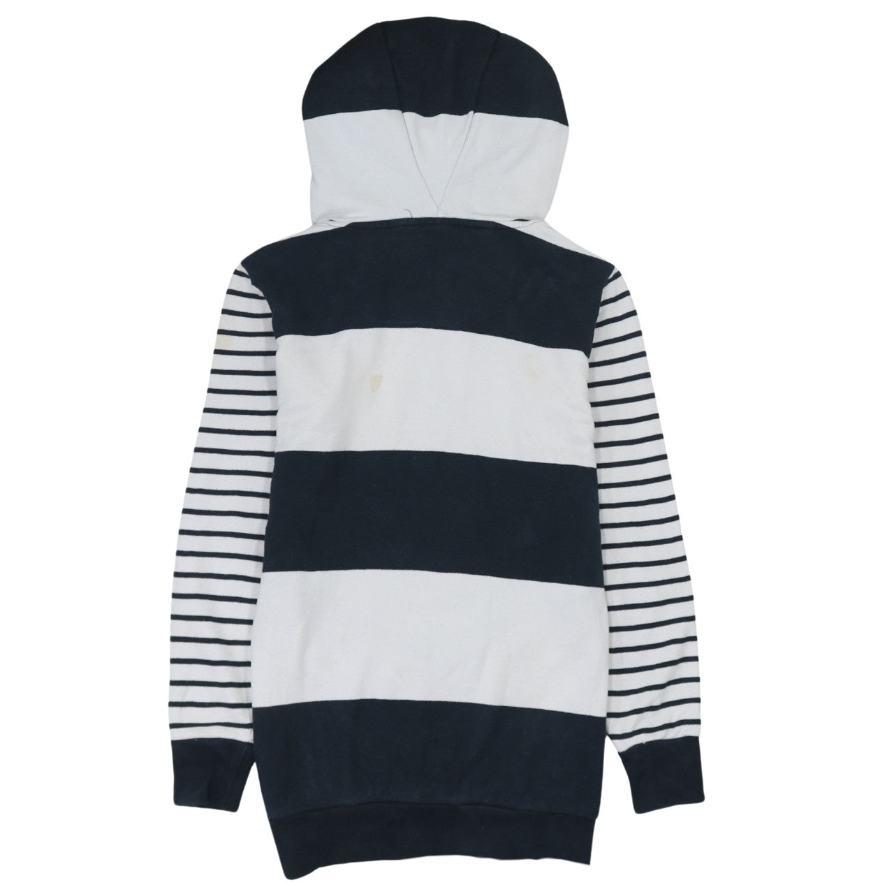 Adidas Womens Navy White Striped Pullover Hoodie UK 6 Cotton Blend