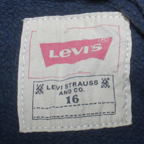 Levi's Boys Blue Pullover Hoodie Size 16 Years Logo Fleece Sweatshirt