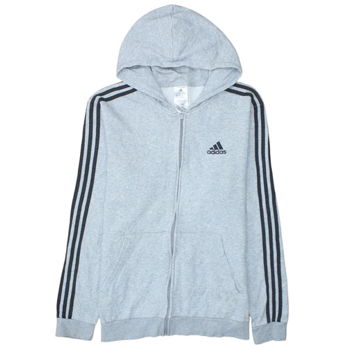 Adidas Men's Grey Full Zip Hoodie Size M Sports Hooded Sweatshirt