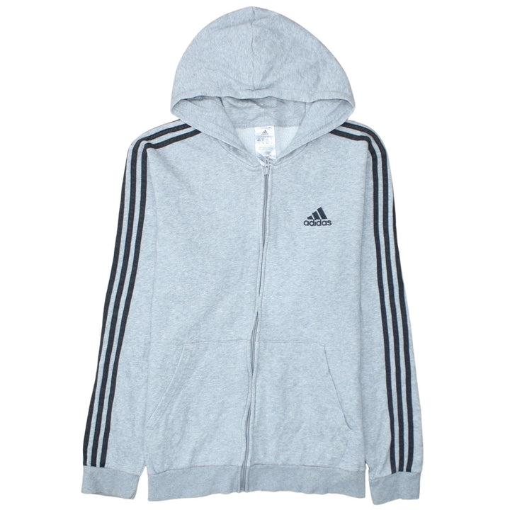 Adidas Men's Grey Full Zip Hoodie Size M Sports Hooded Sweatshirt