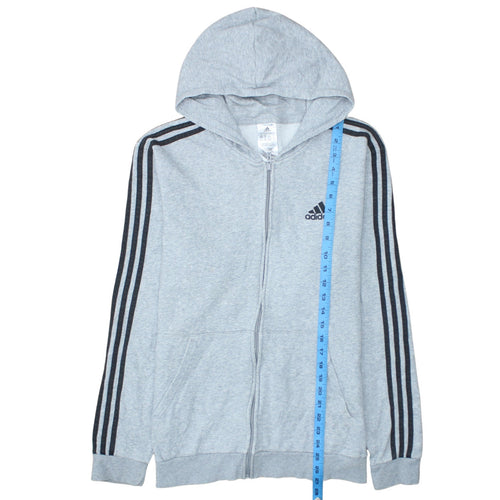 Adidas Men's Grey Full Zip Hoodie Size M Sports Hooded Sweatshirt