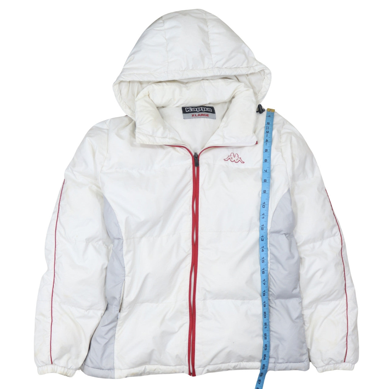 Kappa Men’s White XL Puffer Jacket Hooded Winter Coat