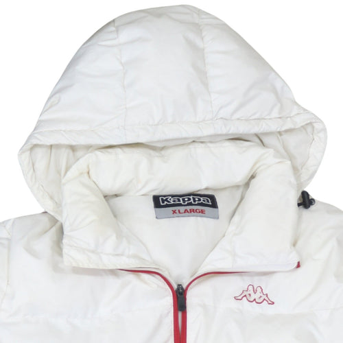 Kappa Men’s White XL Puffer Jacket Hooded Winter Coat