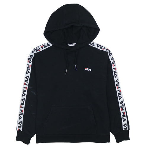 Fila Men's Black Pullover Hoodie with Logo Trim Size S