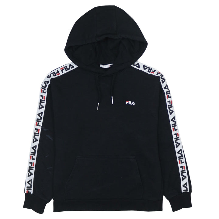 Fila Men's Black Pullover Hoodie with Logo Trim Size S