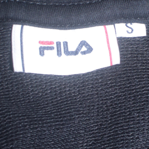 Fila Men's Black Pullover Hoodie with Logo Trim Size S
