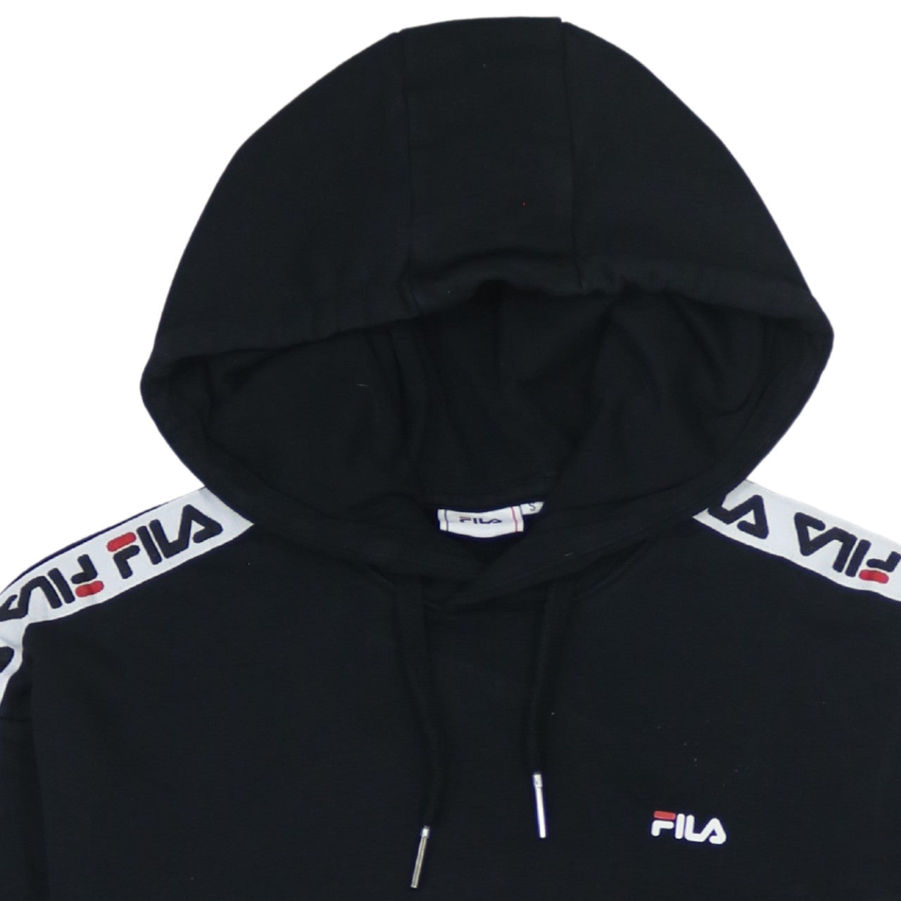 Fila Men's Black Pullover Hoodie with Logo Trim Size S