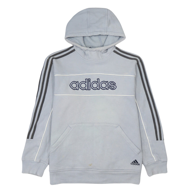 Adidas Men Grey Pullover Hoodie Medium Logo Sports Style