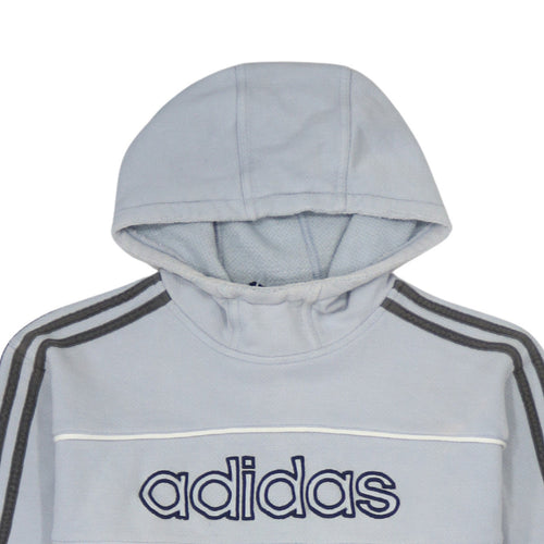 Adidas Men Grey Pullover Hoodie Medium Logo Sports Style