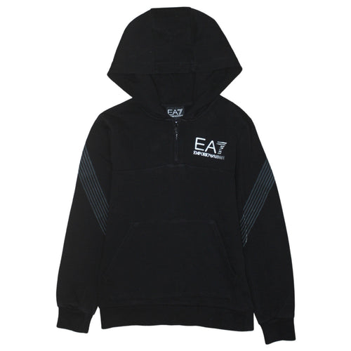Emporio Armani EA7 Boys Black 10 Years 1/2 Zip Hoodie Sweatshirt