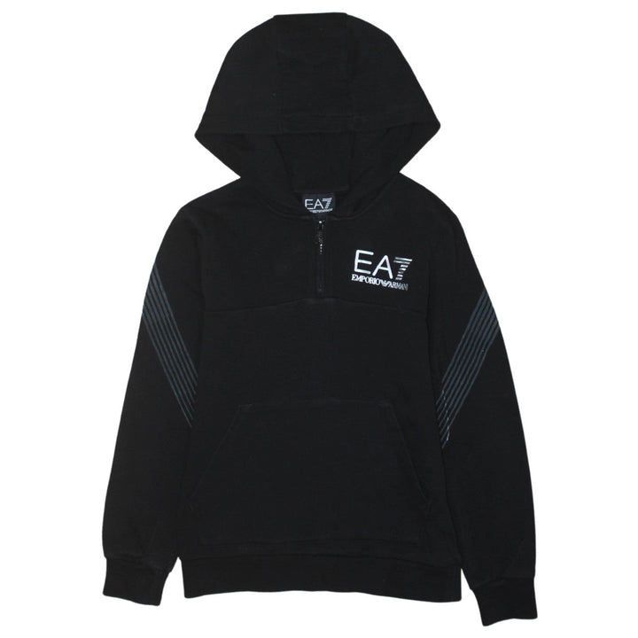 Emporio Armani EA7 Boys Black 10 Years 1/2 Zip Hoodie Sweatshirt
