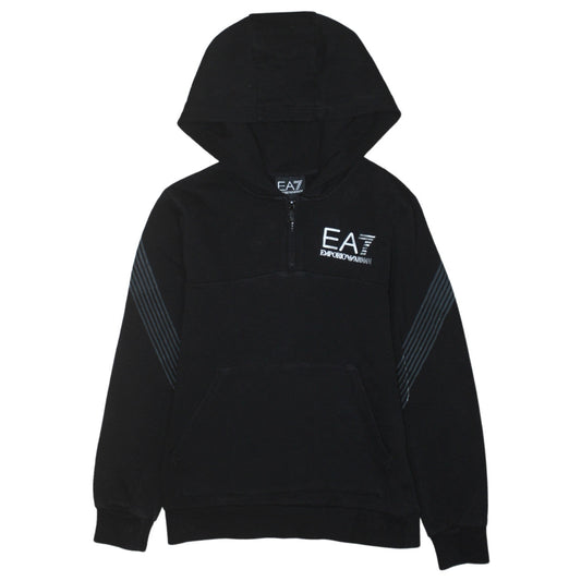 Emporio Armani EA7 Boys Black 10 Years 1/2 Zip Hoodie Sweatshirt