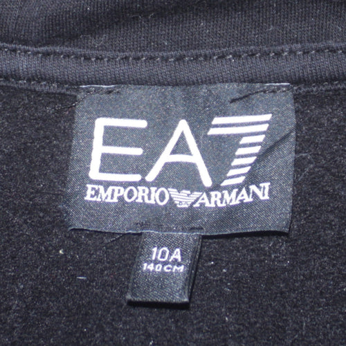 Emporio Armani EA7 Boys Black 10 Years 1/2 Zip Hoodie Sweatshirt