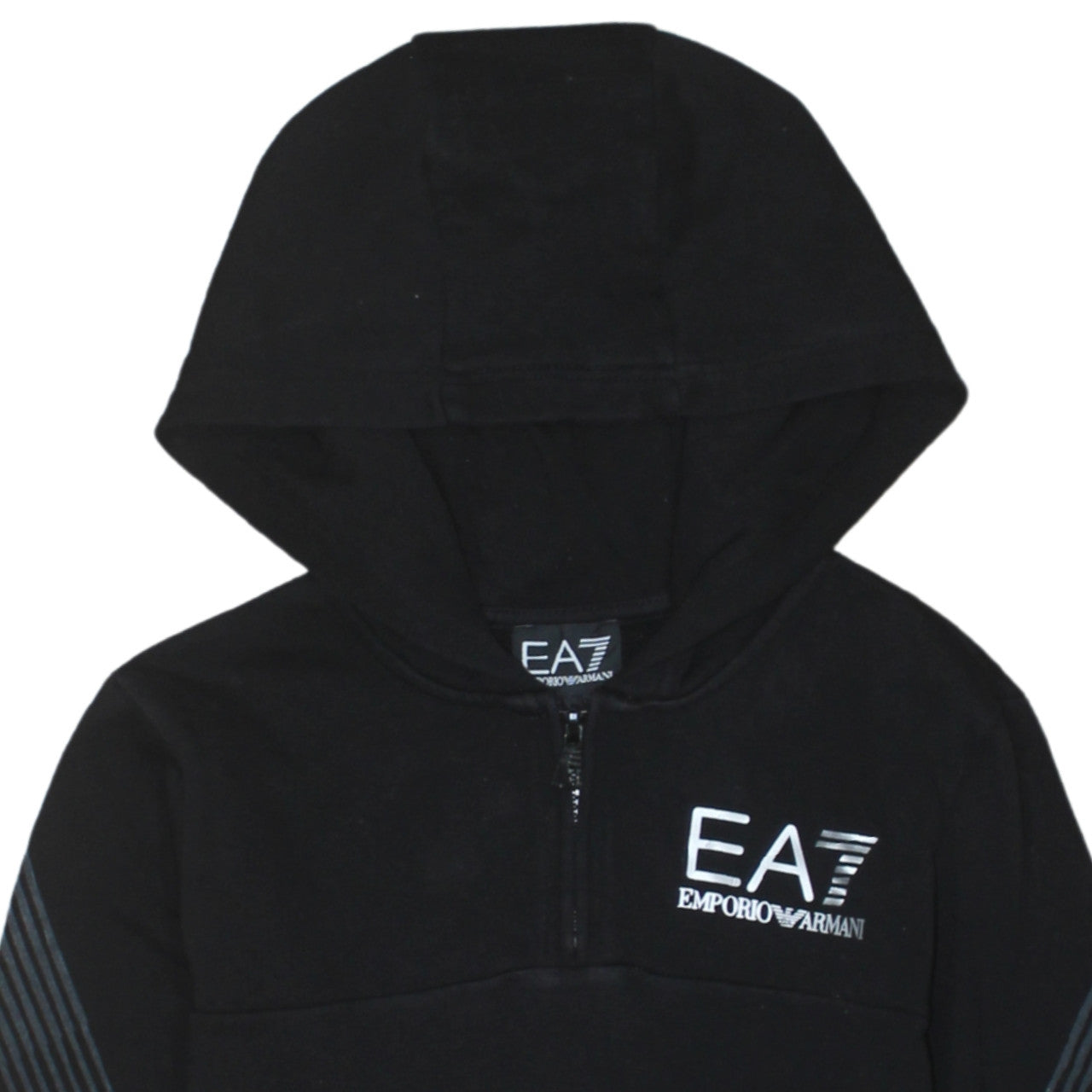 Emporio Armani EA7 Boys Black 10 Years 1/2 Zip Hoodie Sweatshirt