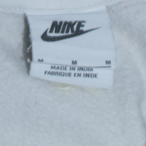 Nike Men’s White Pullover Hoodie M Sports Fleece Sweatshirt
