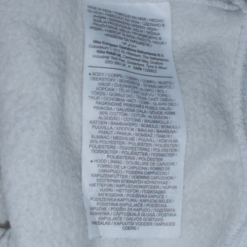 Nike Men’s White Pullover Hoodie M Sports Fleece Sweatshirt
