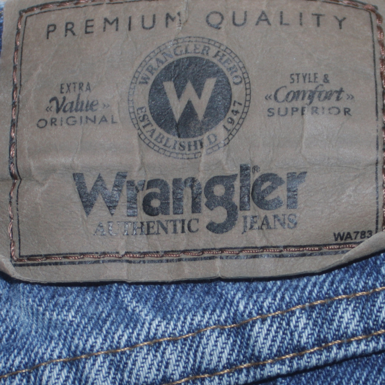 Wrangler Men's Blue Relaxed Fit Straight Jeans 34W 29L Denim