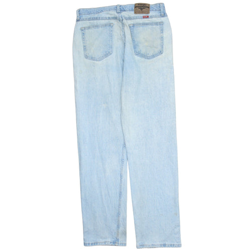 Wrangler Men's Blue 32x34 Straight Leg Light Wash Denim Jeans
