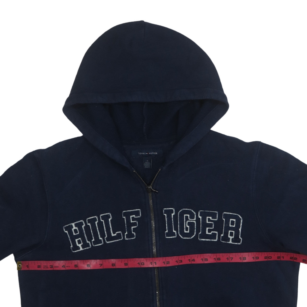 Tommy Hilfiger Men's Blue Full Zip Hoodie M Logo Embroidered Classic