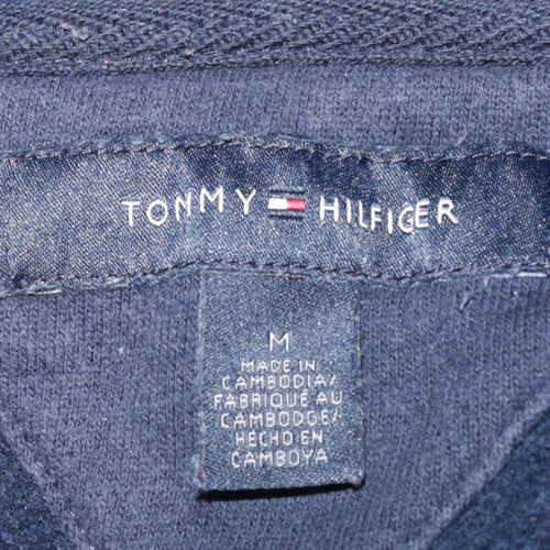 Tommy Hilfiger Men's Blue Full Zip Hoodie M Logo Embroidered Classic
