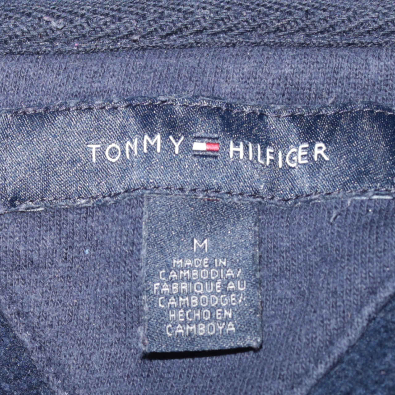 Tommy Hilfiger Men's Blue Full Zip Hoodie M Logo Embroidered Classic