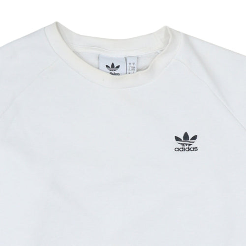 Adidas Men's White Crew Neck Pullover Sweatshirt Size M
