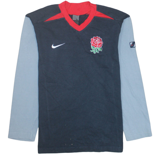 Nike Men Blue England Rugby Long Sleeve Jersey T-Shirt Size L