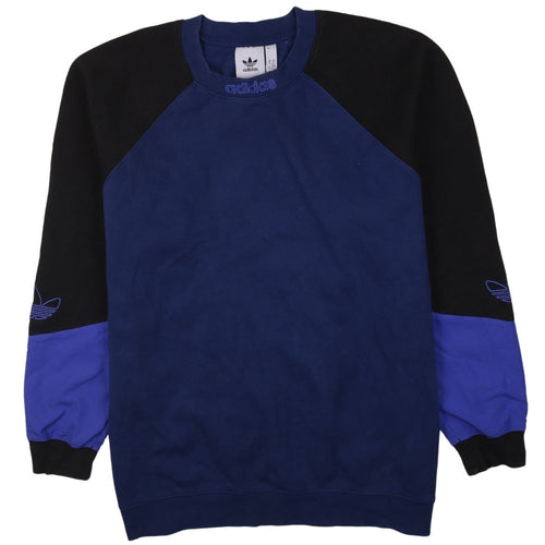 Adidas Men's Blue Black XL Pullover Sweatshirt Crew Neck Fleece