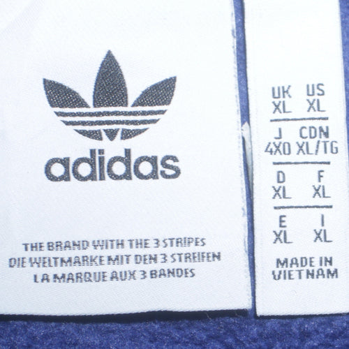 Adidas Men's Blue Black XL Pullover Sweatshirt Crew Neck Fleece