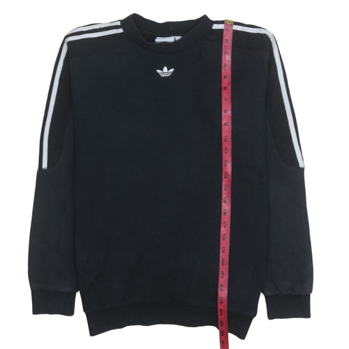 Adidas Mens Black Crew Neck Pullover Sweatshirt S Regular Fit