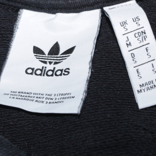 Adidas Mens Black Crew Neck Pullover Sweatshirt S Regular Fit