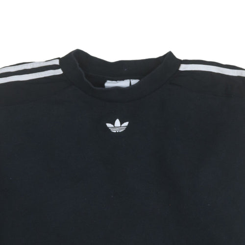 Adidas Mens Black Crew Neck Pullover Sweatshirt S Regular Fit