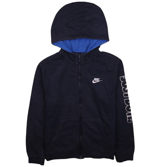 Nike Boys Navy Blue Full Zip Hoodie 12-13 Years Fleece Lined Just Do It Logo