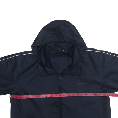 Diadora Men's Blue Hooded Windbreaker Jacket Size M