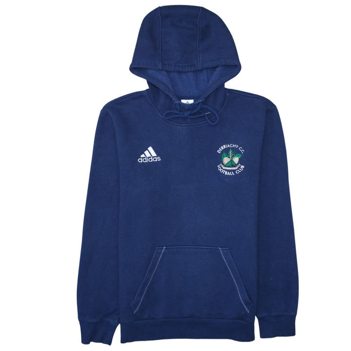 Adidas Mens Blue Pullover Hoodie Size S Regular Fit Sports Embroidered