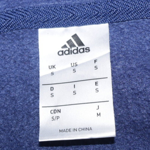 Adidas Mens Blue Pullover Hoodie Size S Regular Fit Sports Embroidered