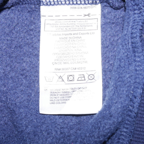 Adidas Mens Blue Pullover Hoodie Size S Regular Fit Sports Embroidered