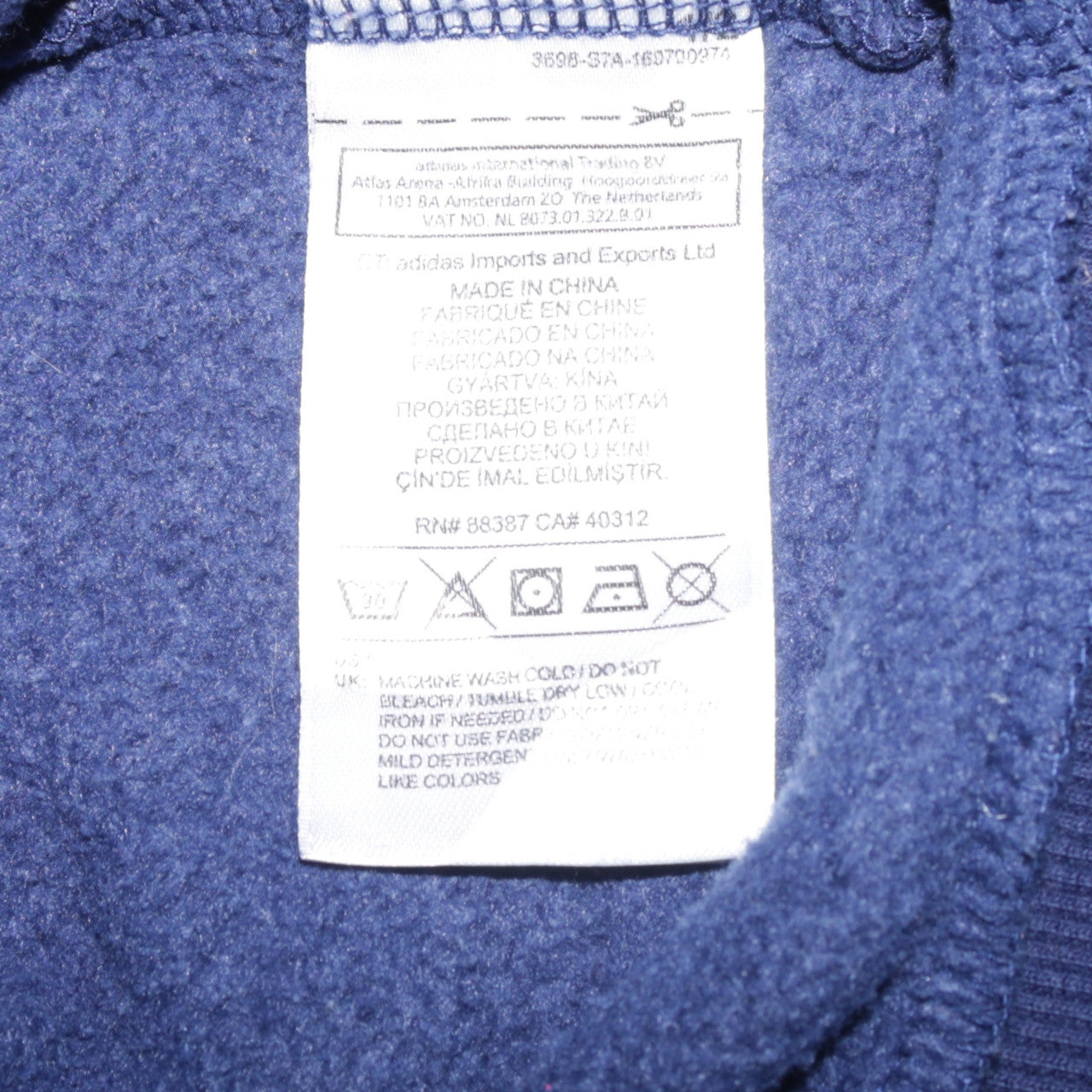 Adidas Mens Blue Pullover Hoodie Size S Regular Fit Sports Embroidered