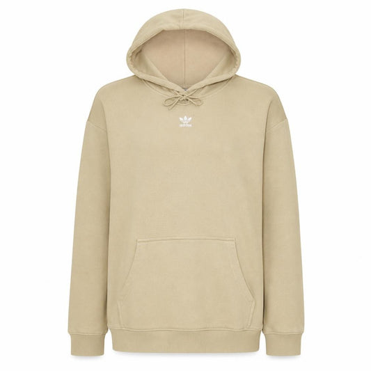 Front view of Adidas Women’s Beige Pullover Hoodie, size UK 14, Relaxed Fit Sweatshirt
