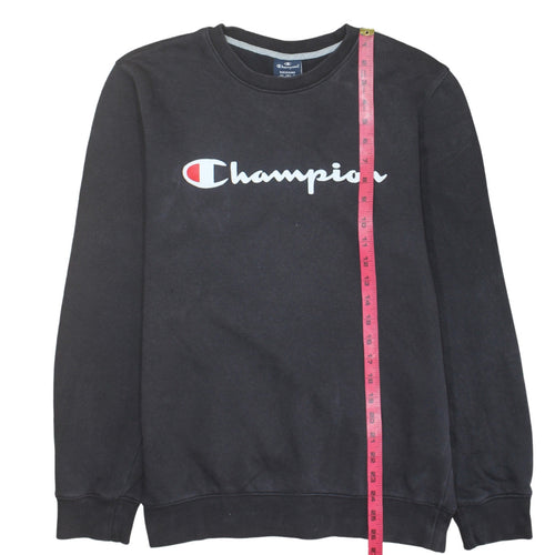 Champion Men's Black Crew Neck Logo Sweatshirt Medium