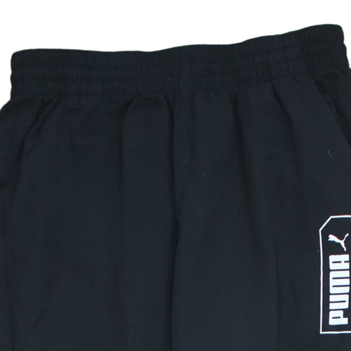 Puma Men's Black Jogger Trousers Size M Elastic Waist Logo Track Pants