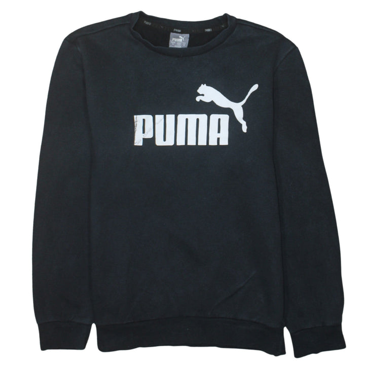 Puma Men's Black Crew Neck Logo Pullover Sweatshirt Size M