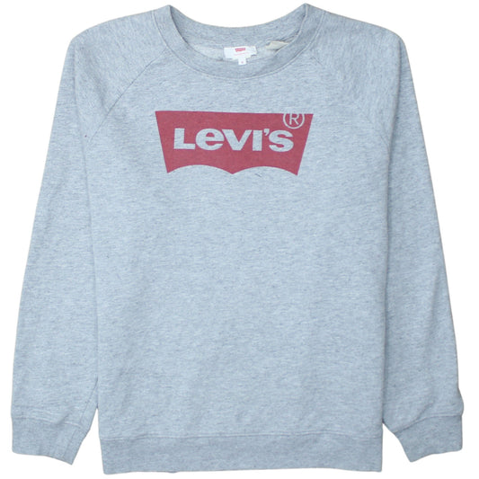 Levi's Men's Grey Crew Neck Logo Pullover Sweatshirt Size S