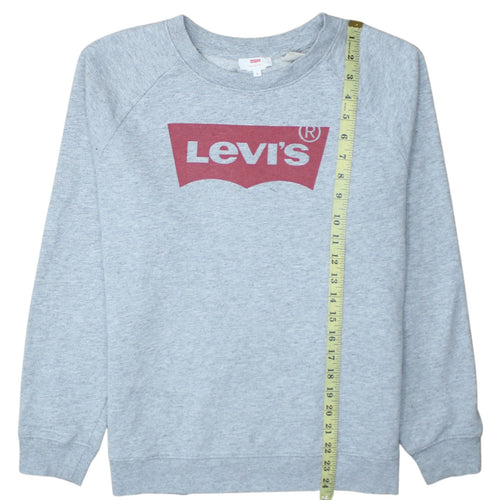 Levi's Men's Grey Crew Neck Logo Pullover Sweatshirt Size S