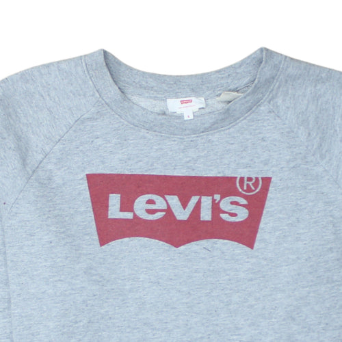 Levi's Men's Grey Crew Neck Logo Pullover Sweatshirt Size S