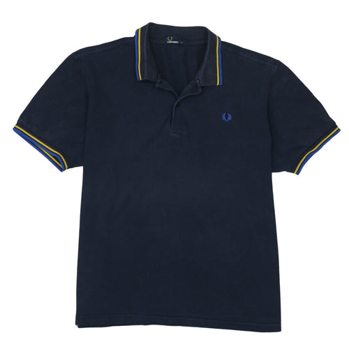 Fred Perry Men's Blue XL Collared Cotton Short Sleeve Polo Shirt