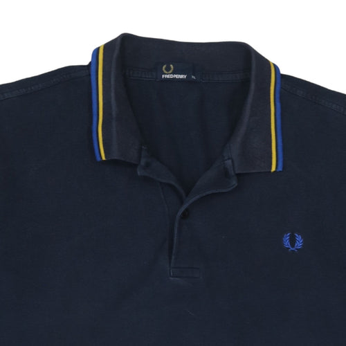 Fred Perry Men's Blue XL Collared Cotton Short Sleeve Polo Shirt